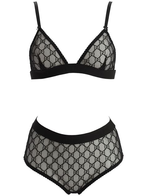 gucci lingire|Black GG Tulle Lingerie Set .